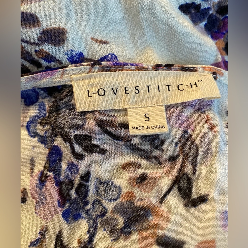 Lovestitch Kimono Style Floral Tie-Front 3/4 Sleeve Blouse - Size S - Picture 6 of 7